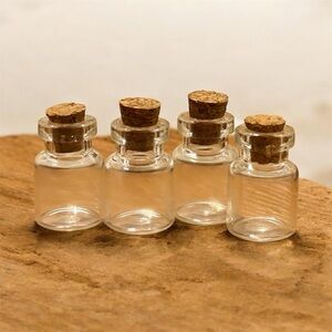 Miniature Glass Bottles with Cork Stoppers set of 4